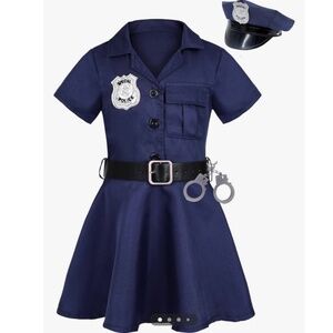 NWOT Girls Police Officer Costume Halloween Cosplay Costume Size Large 9-10 Yrs
